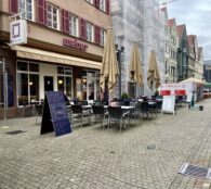Calwer Straße Stuttgart mit Blick auf die Weber Brasserie